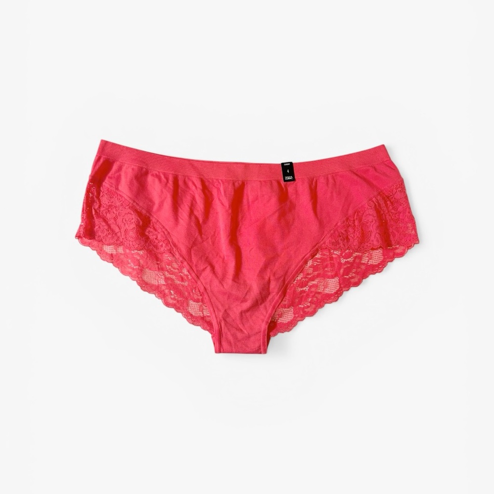 Torrid Cheeky Panty with Lace Seamless sz 4 4X Pink-Coral-Orange New